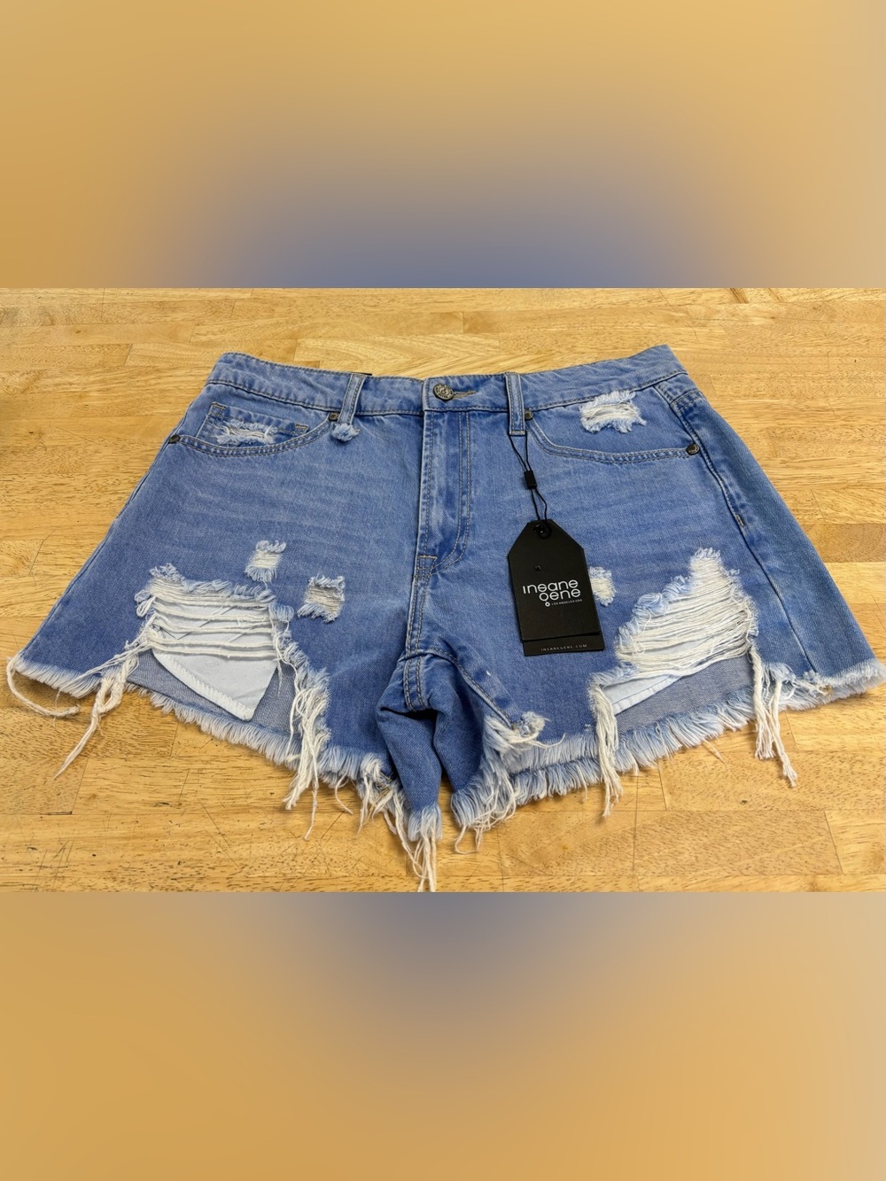 Ingeane & Co. Distressed Light Blue Denim Cutoff Shorts